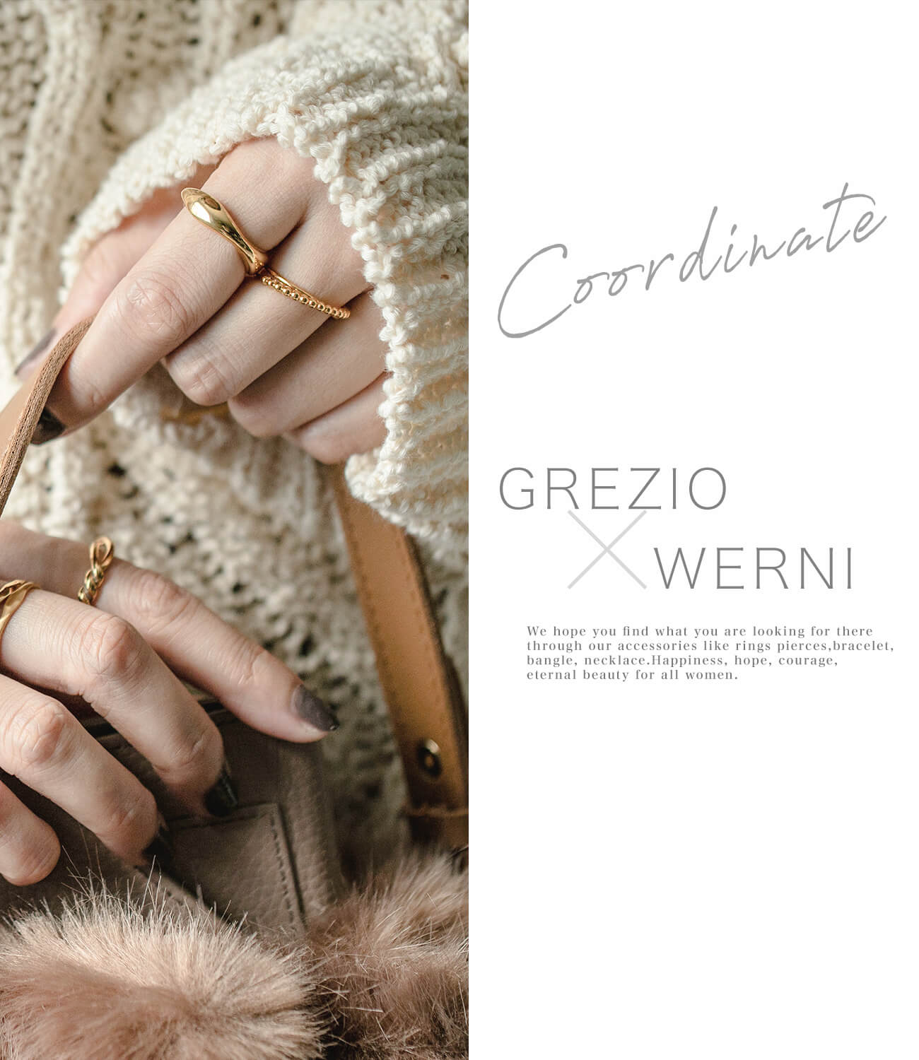 指輪 重ね付け コーデ：WERNI×GREZIO