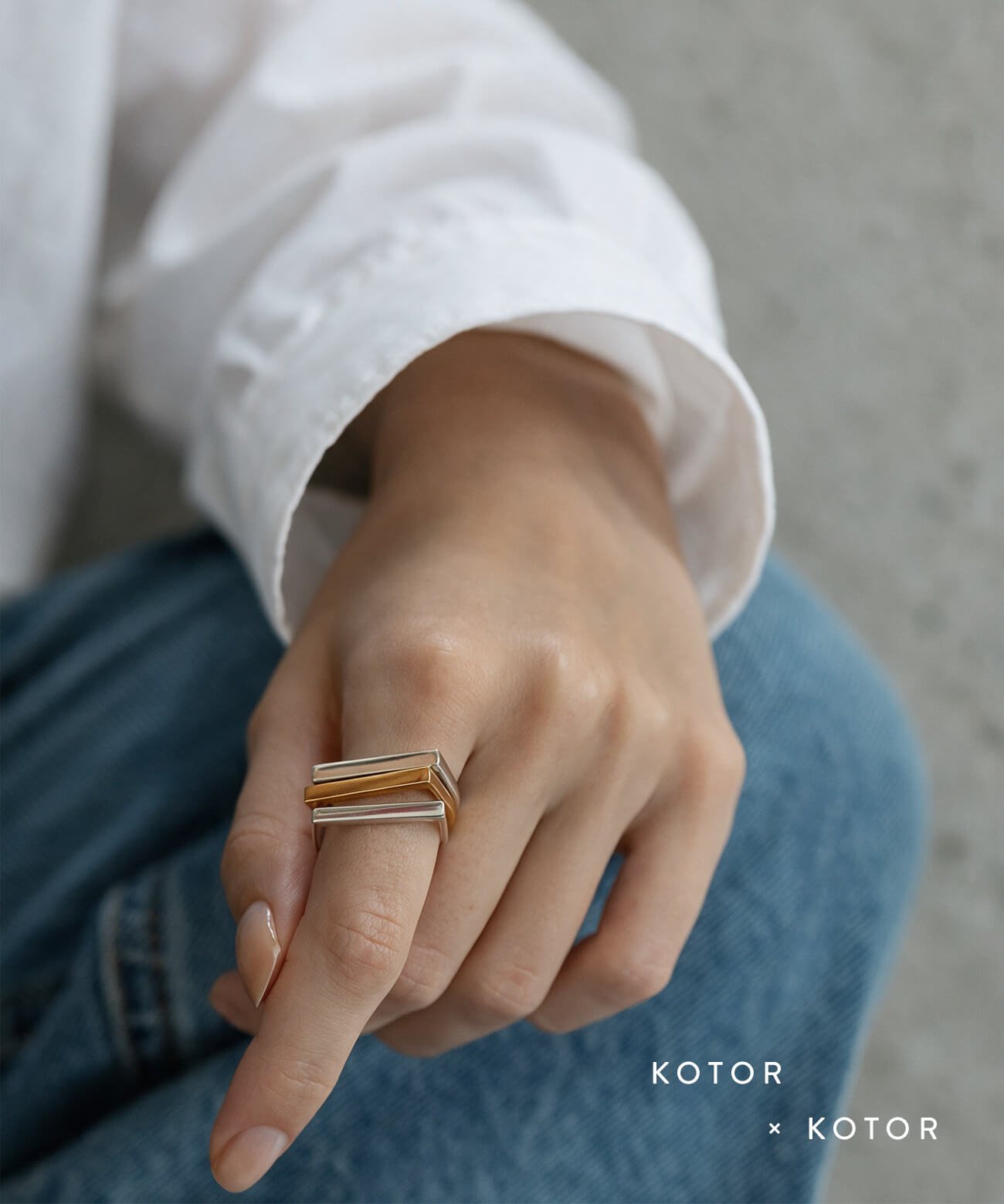 指輪 重ね付け コーデ：KOTOR×KOTOR
