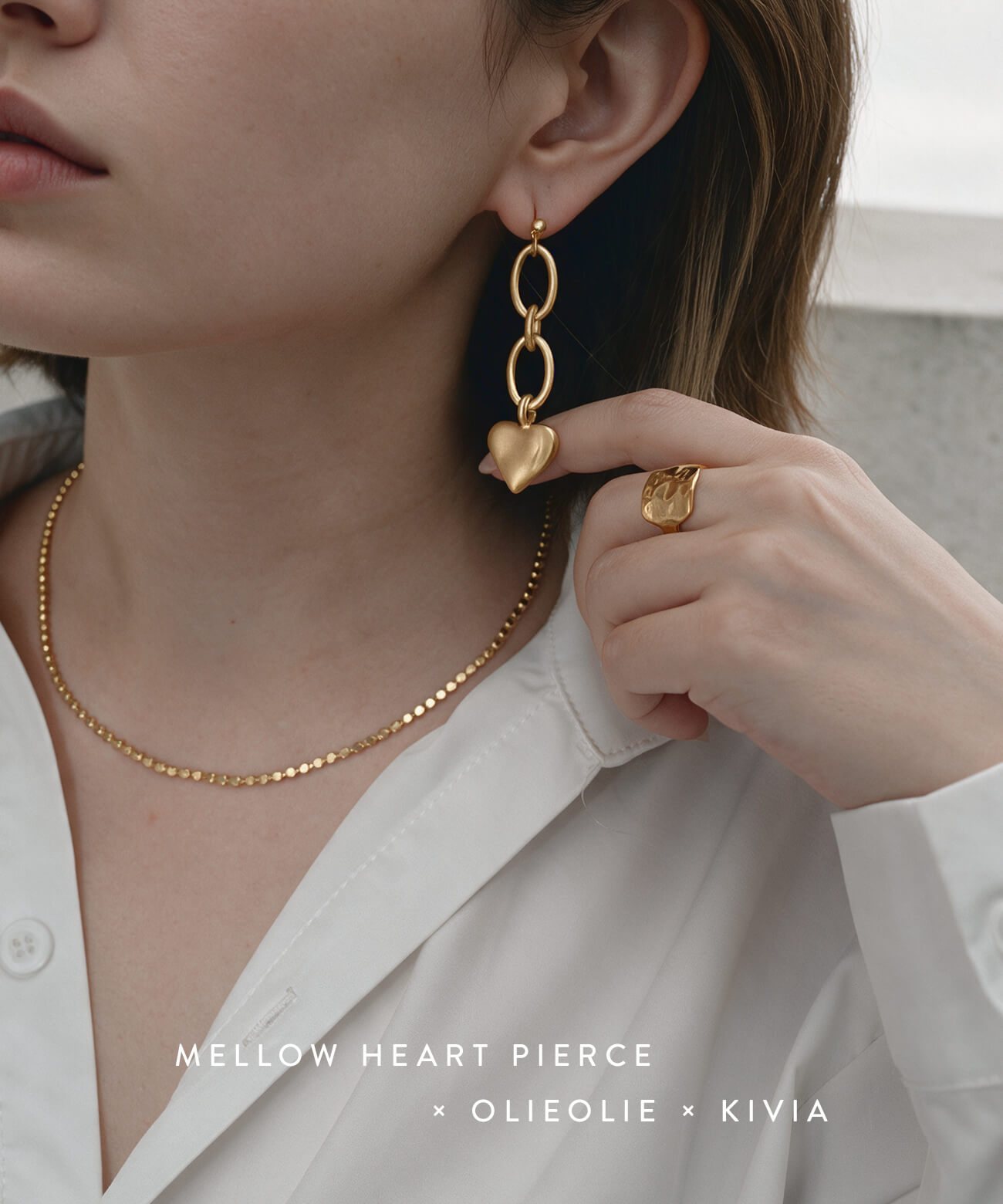 重ね付けコーデ：MELLOW HEART PIERCE×OLIEOLIE×KIVIA