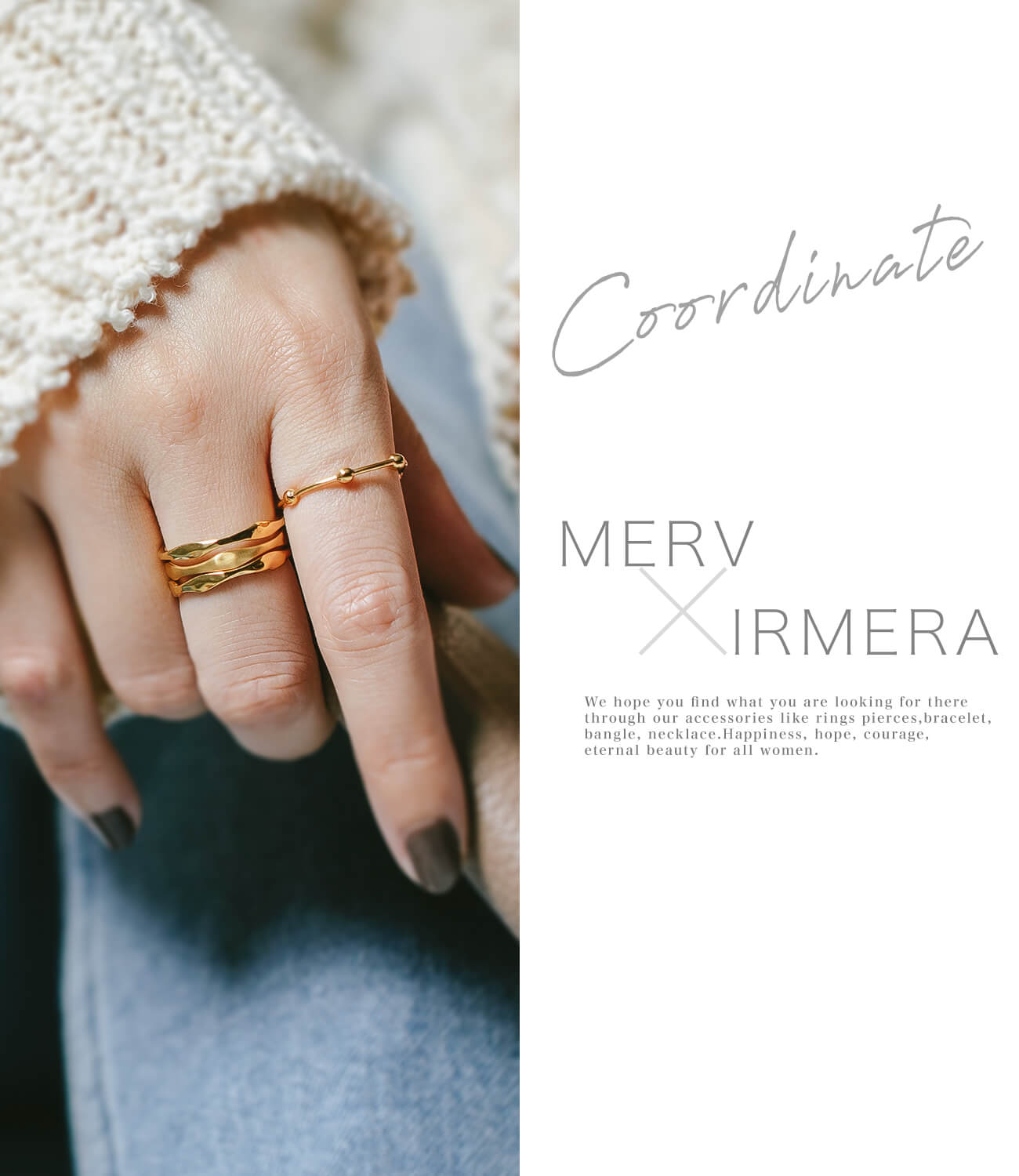 指輪 重ね付け コーデ：MERV×IRMERA