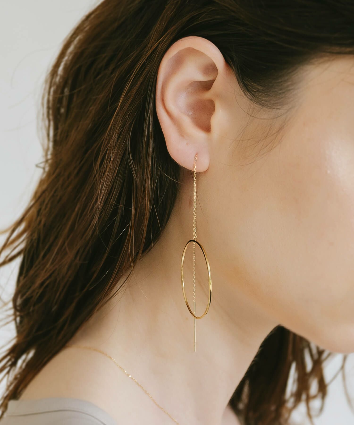 K18 Elegant Hoop Chain Earrings DENEB -デネブ- | Ops.(オプス)公式