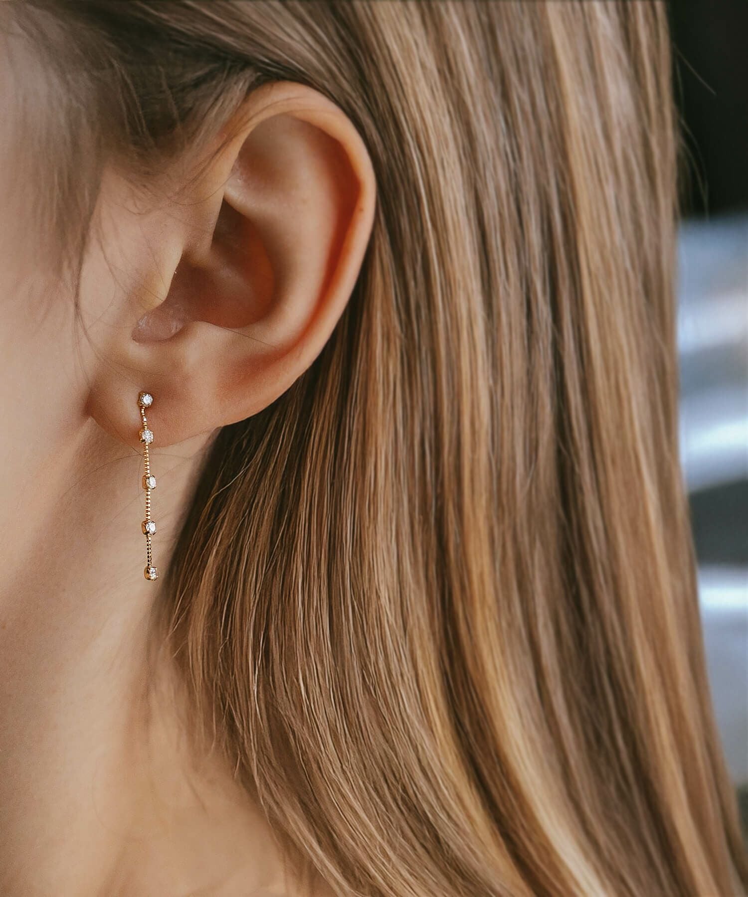 K18 5Diamond Swing Stud Earrings FIDO -フィド- | Ops.(オプス)公式