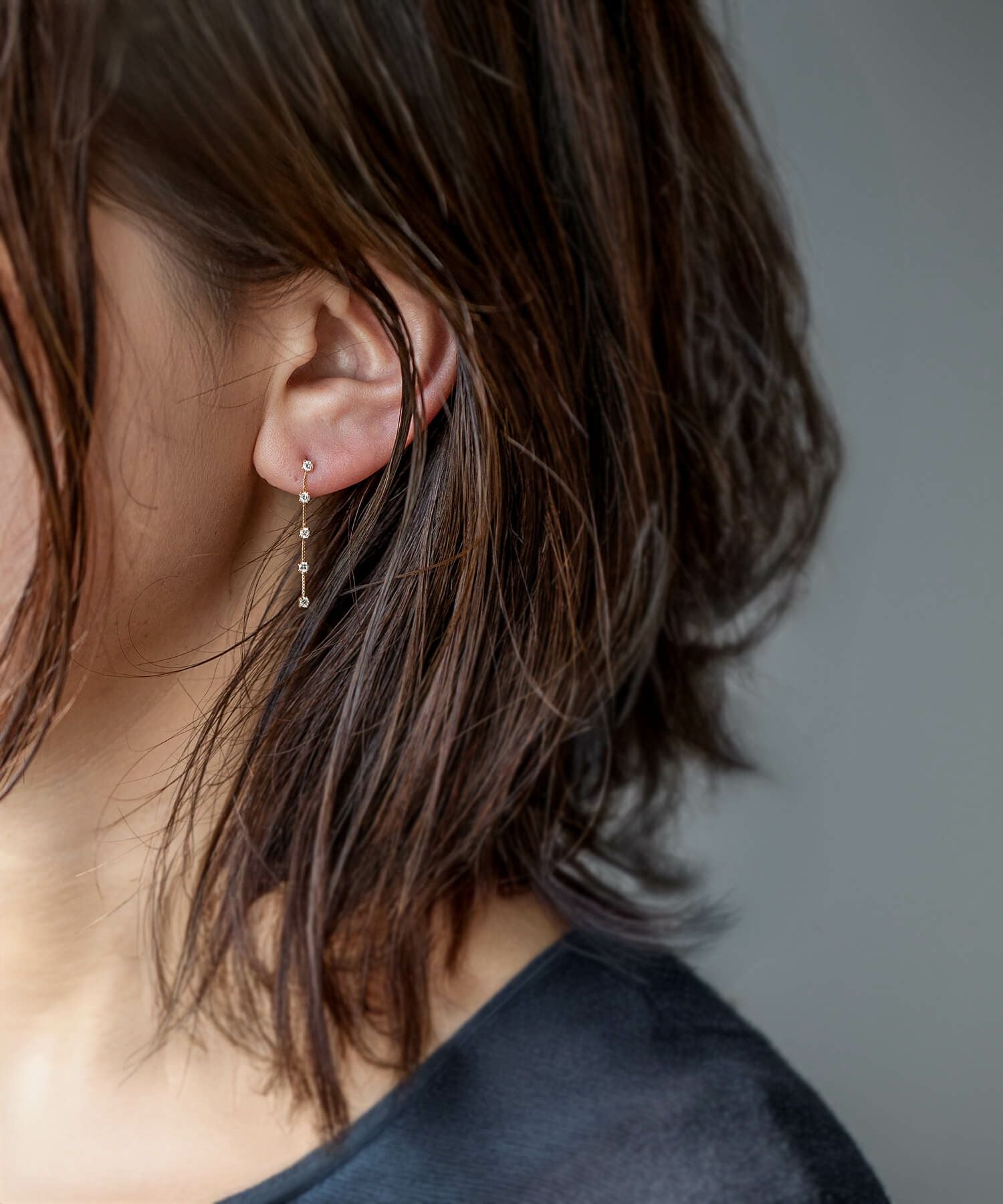 K18 5Diamond Swing Stud Earrings FIDO -フィド- | Ops.(オプス)公式