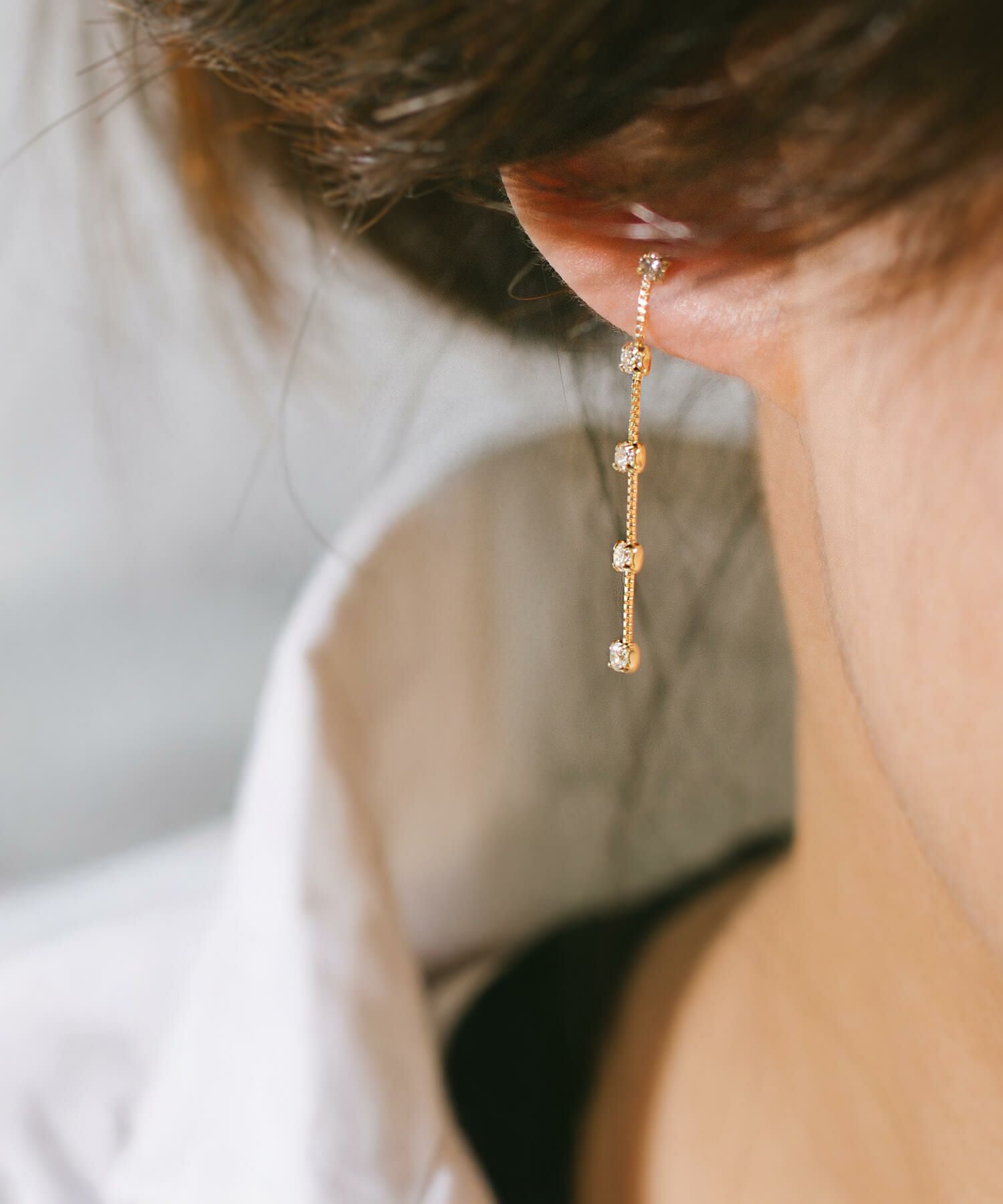 K18 5Diamond Swing Stud Earrings FIDO -フィド- | Ops.(オプス)公式