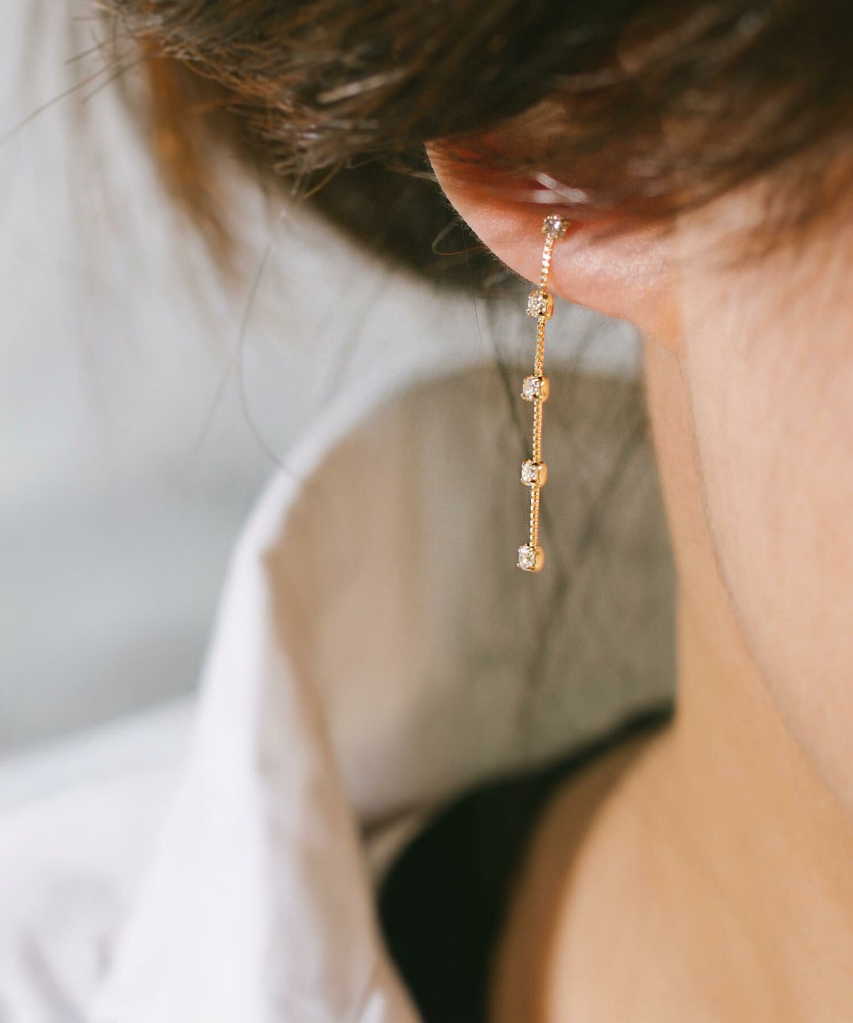 ダイヤモンド ピアス 揺れる 18金 ブランド 5連 天然 ダイヤモンド 甲府ブランド ロングピアス k18 １８k 大人 可愛い おしゃれ