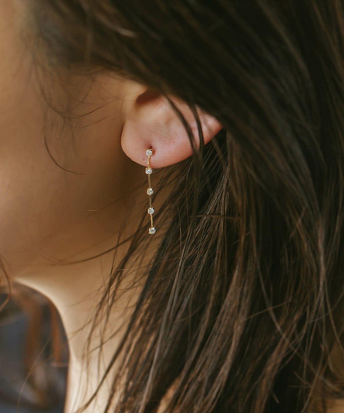 ダイヤモンド ピアス 揺れる 18金 ブランド 5連 天然 ダイヤモンド 甲府ブランド ロングピアス k18 １８k 大人 可愛い おしゃれ