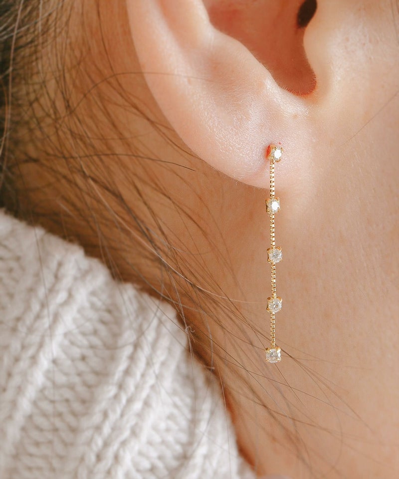 ダイヤモンド ピアス 揺れる 18金 ブランド 5連 天然 ダイヤモンド 甲府ブランド ロングピアス k18 １８k 大人 可愛い おしゃれ
