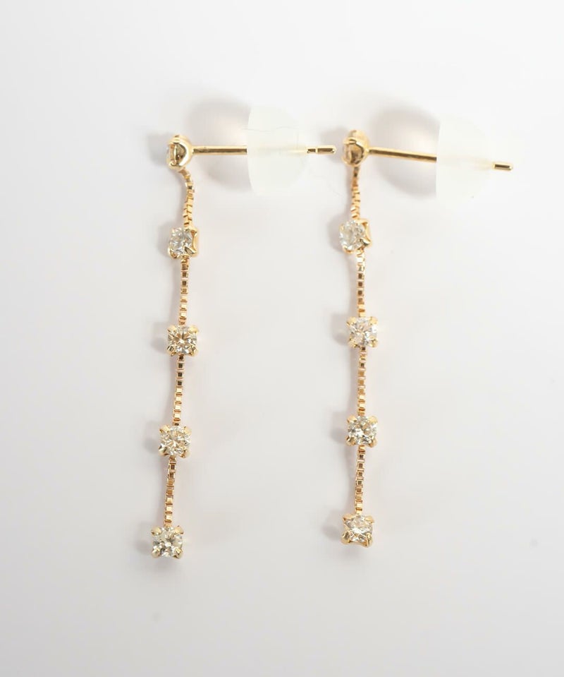 ダイヤモンド ピアス 揺れる 18金 ブランド 5連 天然 ダイヤモンド 甲府ブランド ロングピアス k18 １８k 大人 可愛い おしゃれ