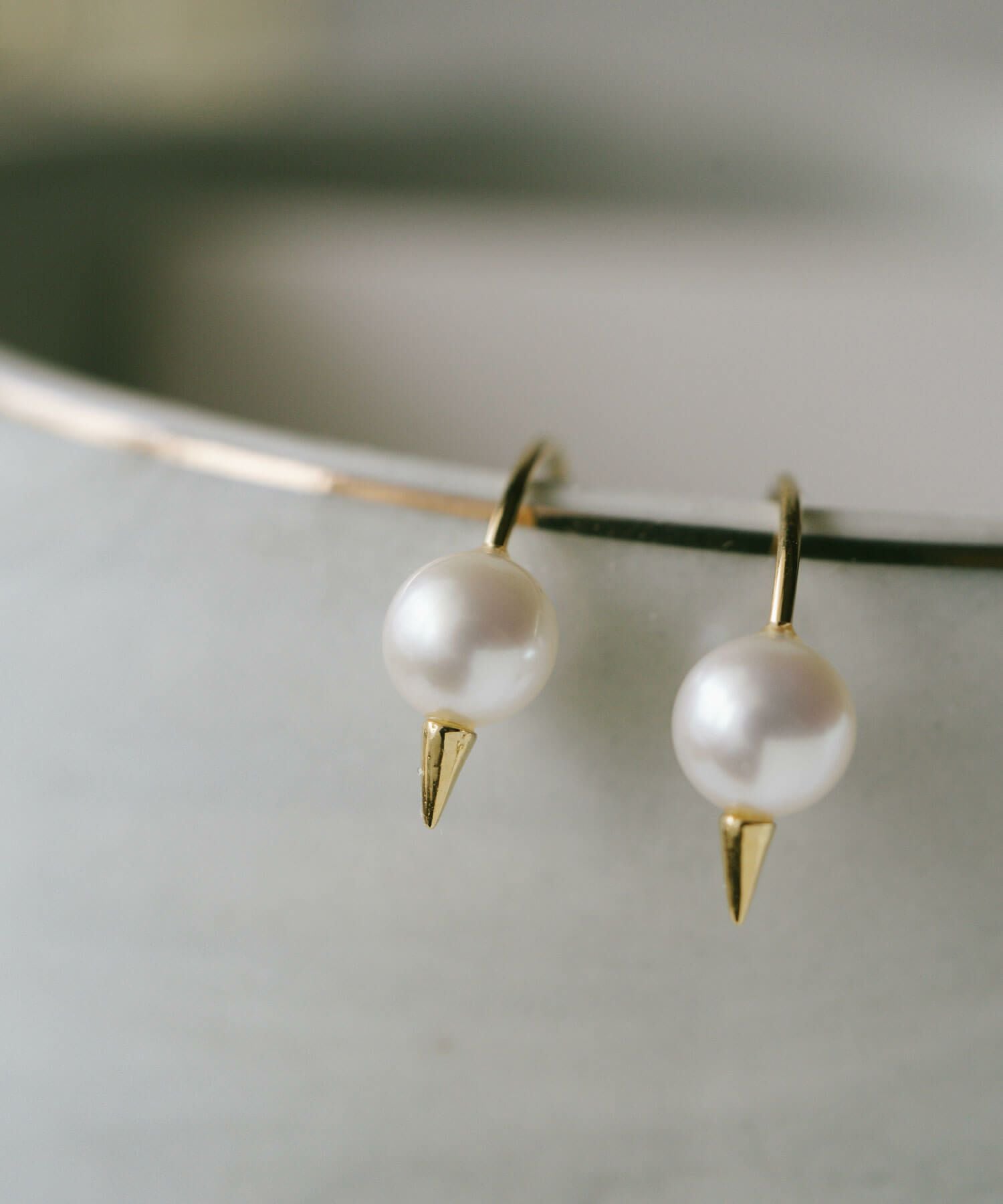 K18 Double Pearl Thorny Earrings FOLLETTA -フォレッタ- | Ops