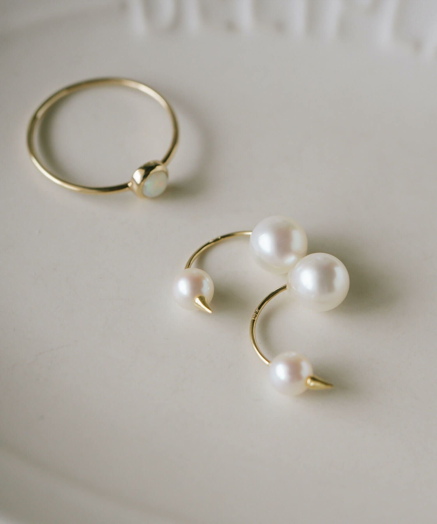 K18 Double Pearl Thorny Earrings FOLLETTA -フォレッタ- | Ops
