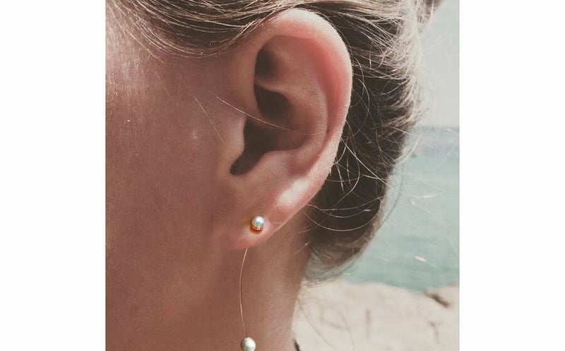 18金 アコヤ本真珠 ロングピアス パールピアス ピアス k18 18k 18金 TV番組衣装協力品 あこやパール 真珠ピンクゴールド レディース アクセサリー フォーマル パールキャッチ 両耳用 7cm 大人 可愛い おしゃれ