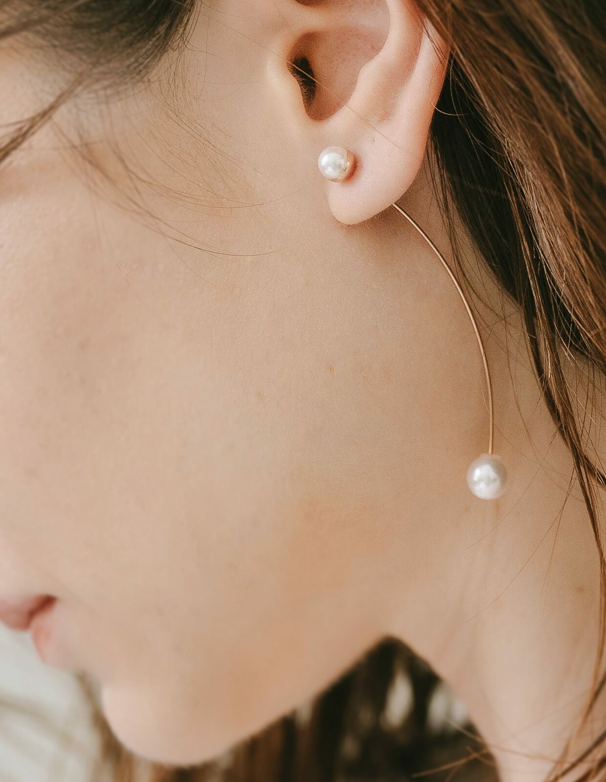 K18 Pink Gold Long Pearl Swing Earrings ILMARI -イルマリ- | Ops