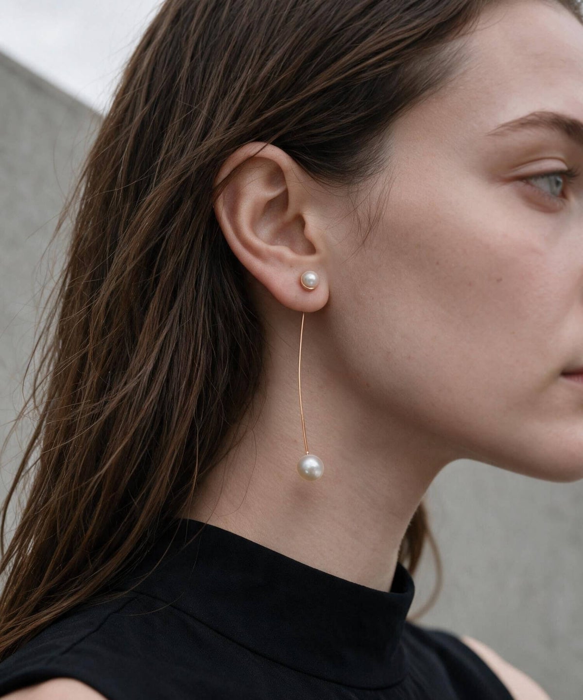 18金 アコヤ本真珠 ロングピアス パールピアス ピアス