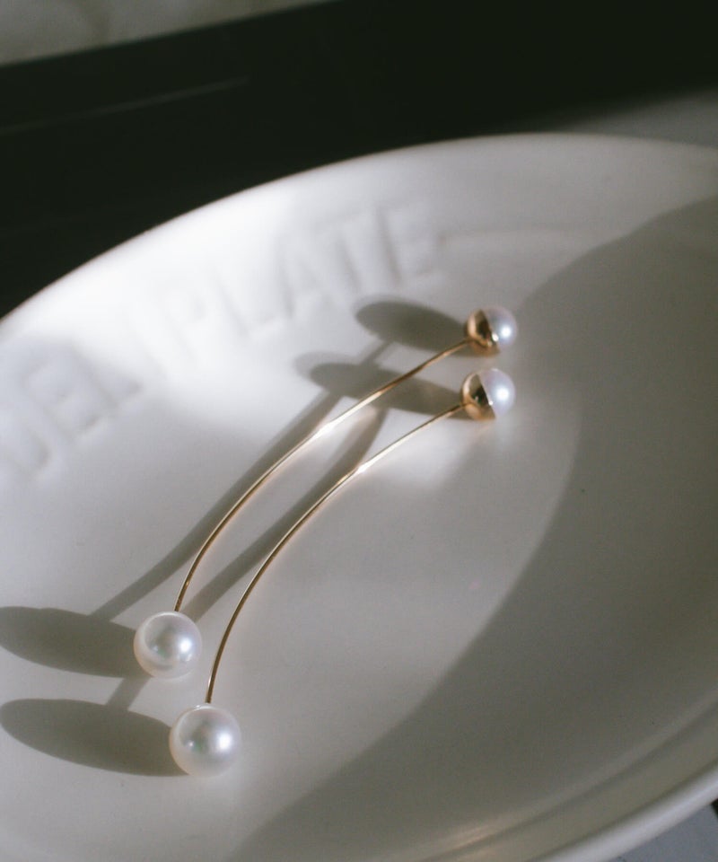 18金 アコヤ本真珠 ロングピアス パールピアス ピアス