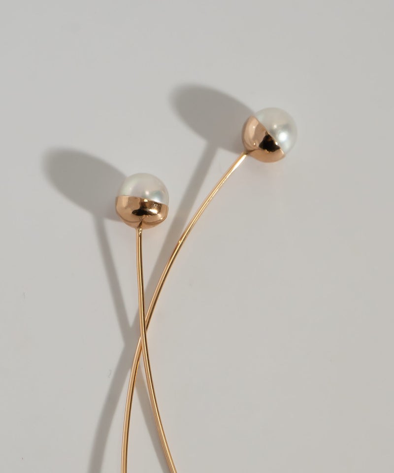 18金 アコヤ本真珠 ロングピアス パールピアス ピアス