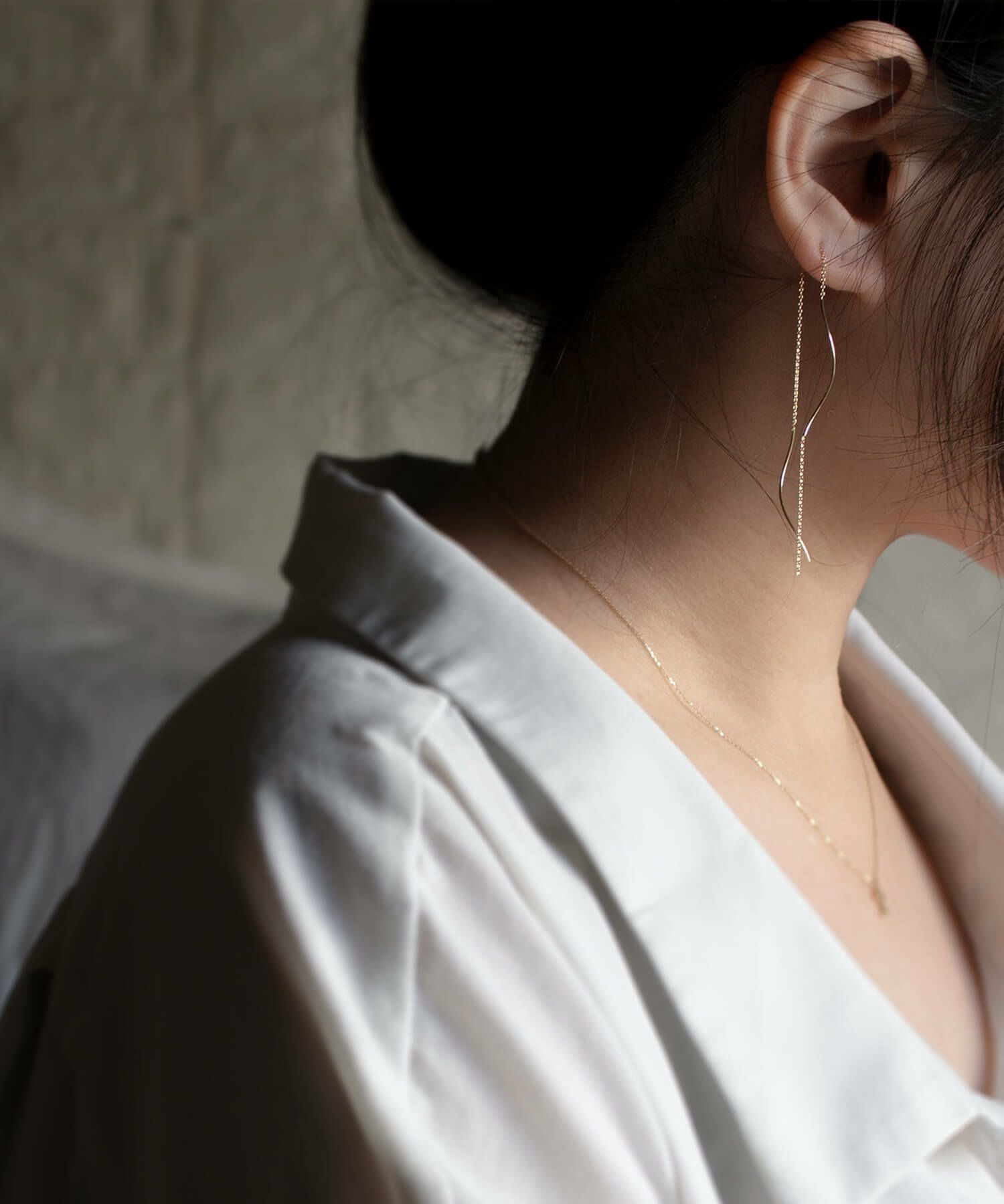 K18 Wavy Long Earrings ORNE WAVE -オルヌウェーブ- | Ops.(オプス