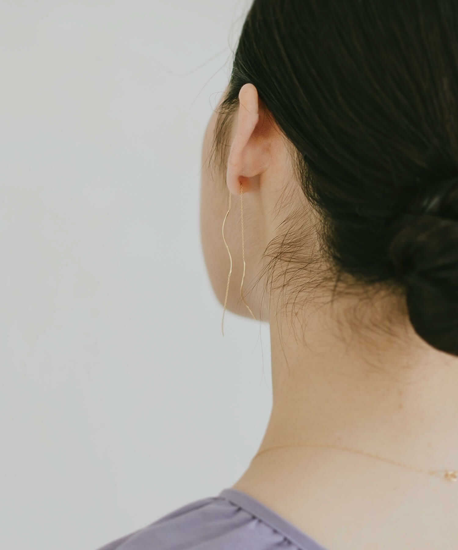 K18 Wavy Long Earrings ORNE WAVE -オルヌウェーブ- | Ops.(オプス