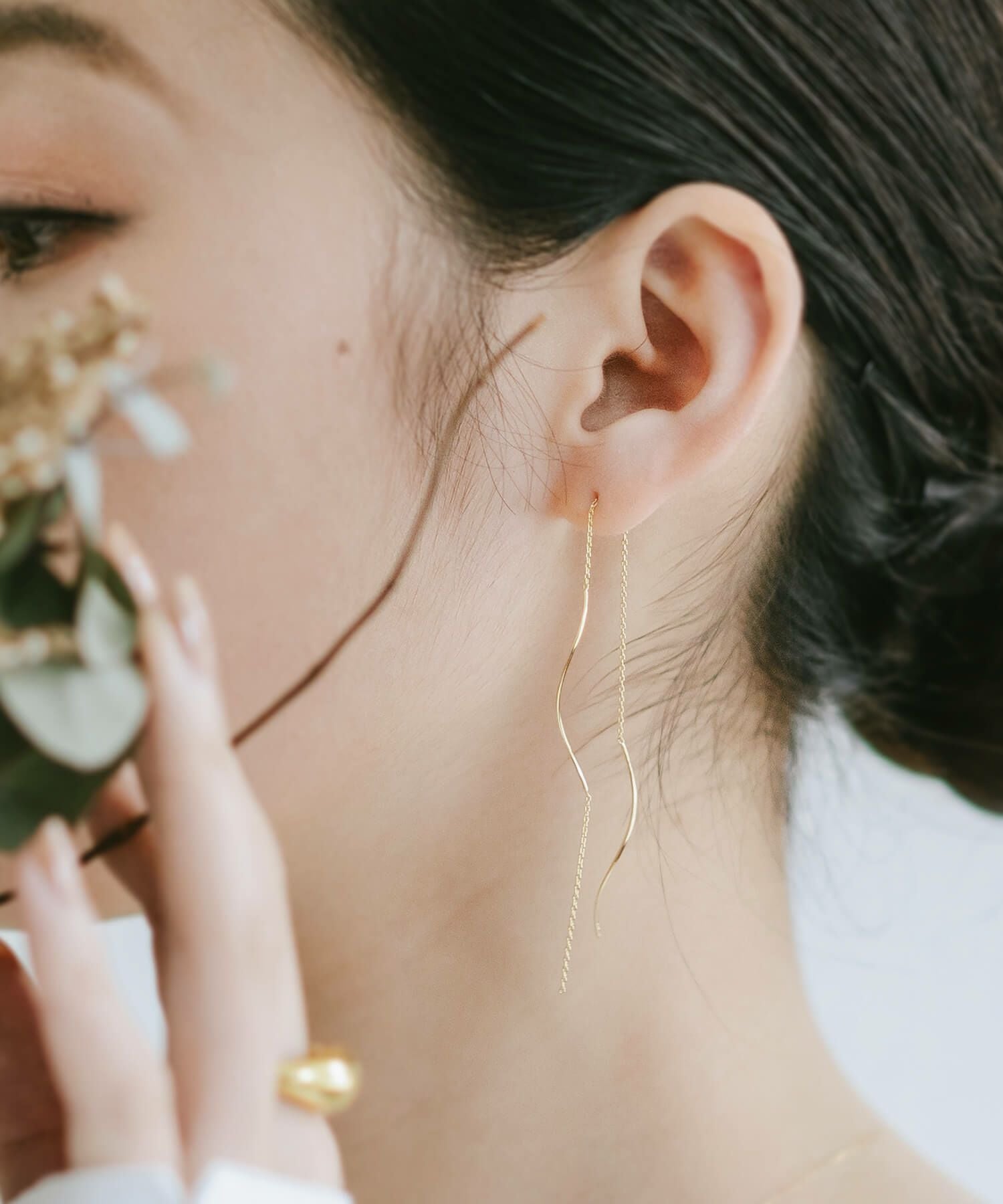 K18 Wavy Long Earrings ORNE WAVE -オルヌウェーブ- | Ops.(オプス