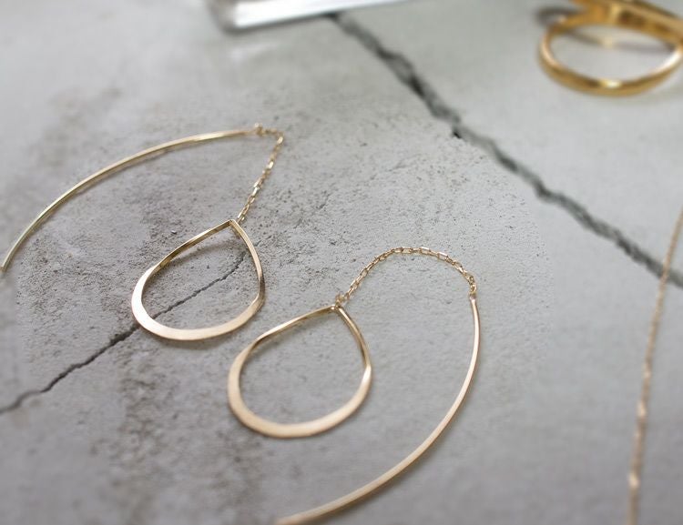 K18 Drop Charm Swing Chain Earrings ORTEAR -オルティア- | Ops