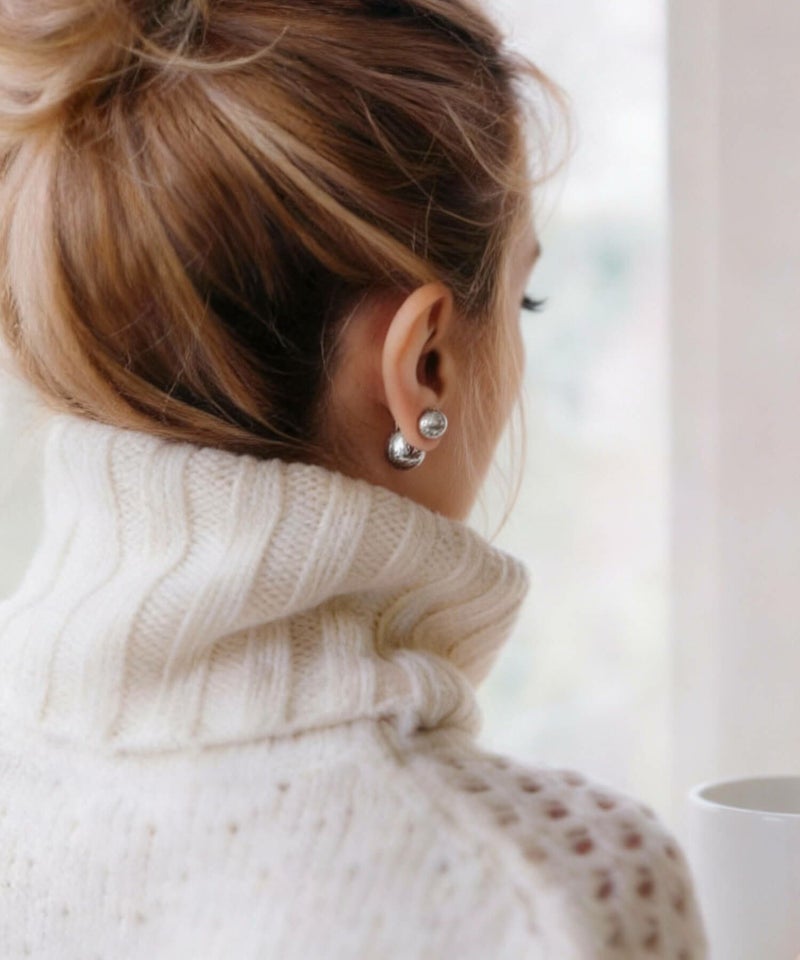 【雑誌掲載アイテム】 大きめ ピアス シルバー ボール 【Pallo パロ】 silver925 シルバー925 バックキャッチピアス ダブルキャッチ シルバーピアス 大ぶり 両耳用 丸玉 シルバー トライバルピアス レトロ おしゃれ 金属アレルギー 軽量