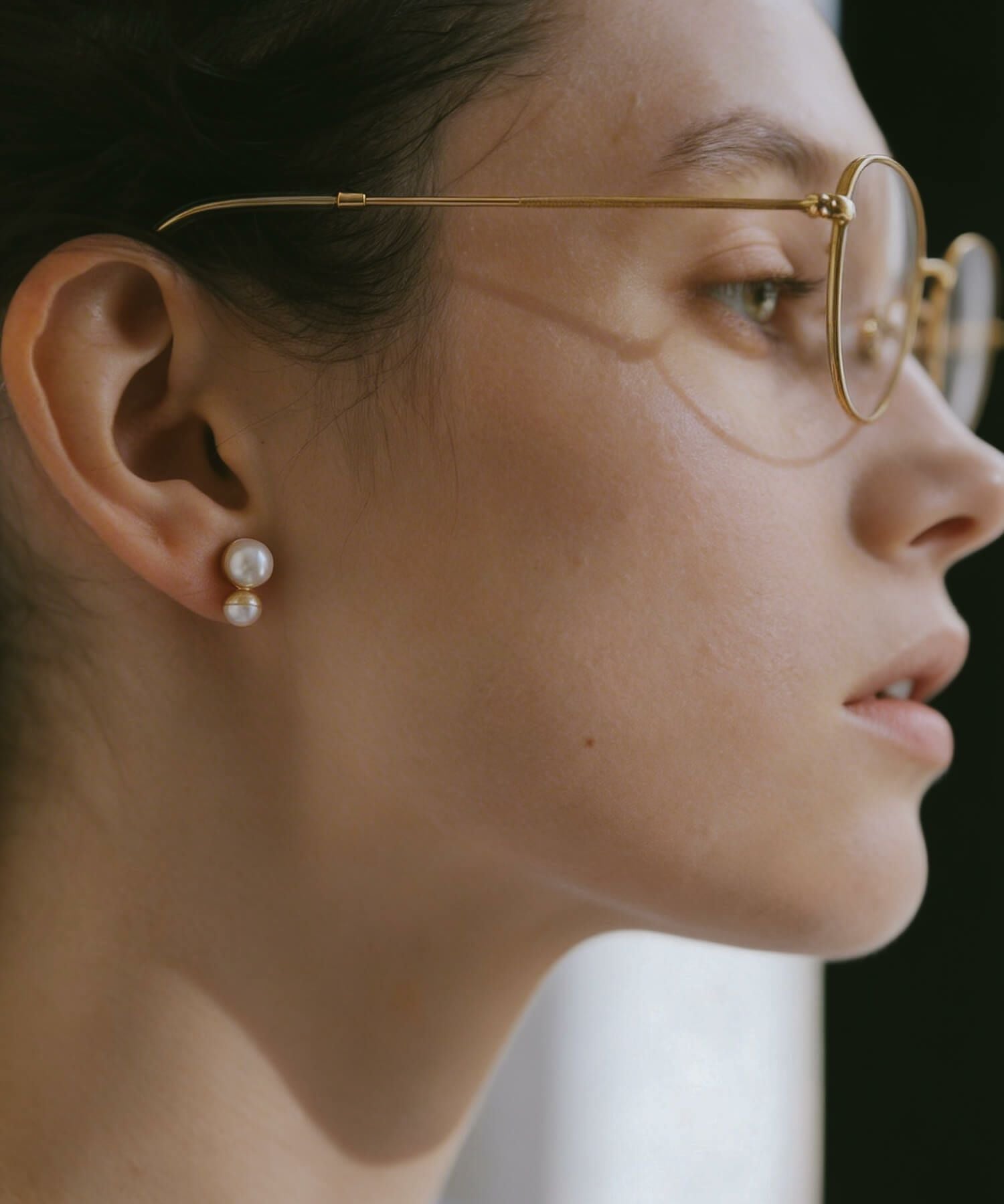 K18 Twin Pearl Harf Cap Earrings POLLUX -ポルクス- | Ops.(オプス