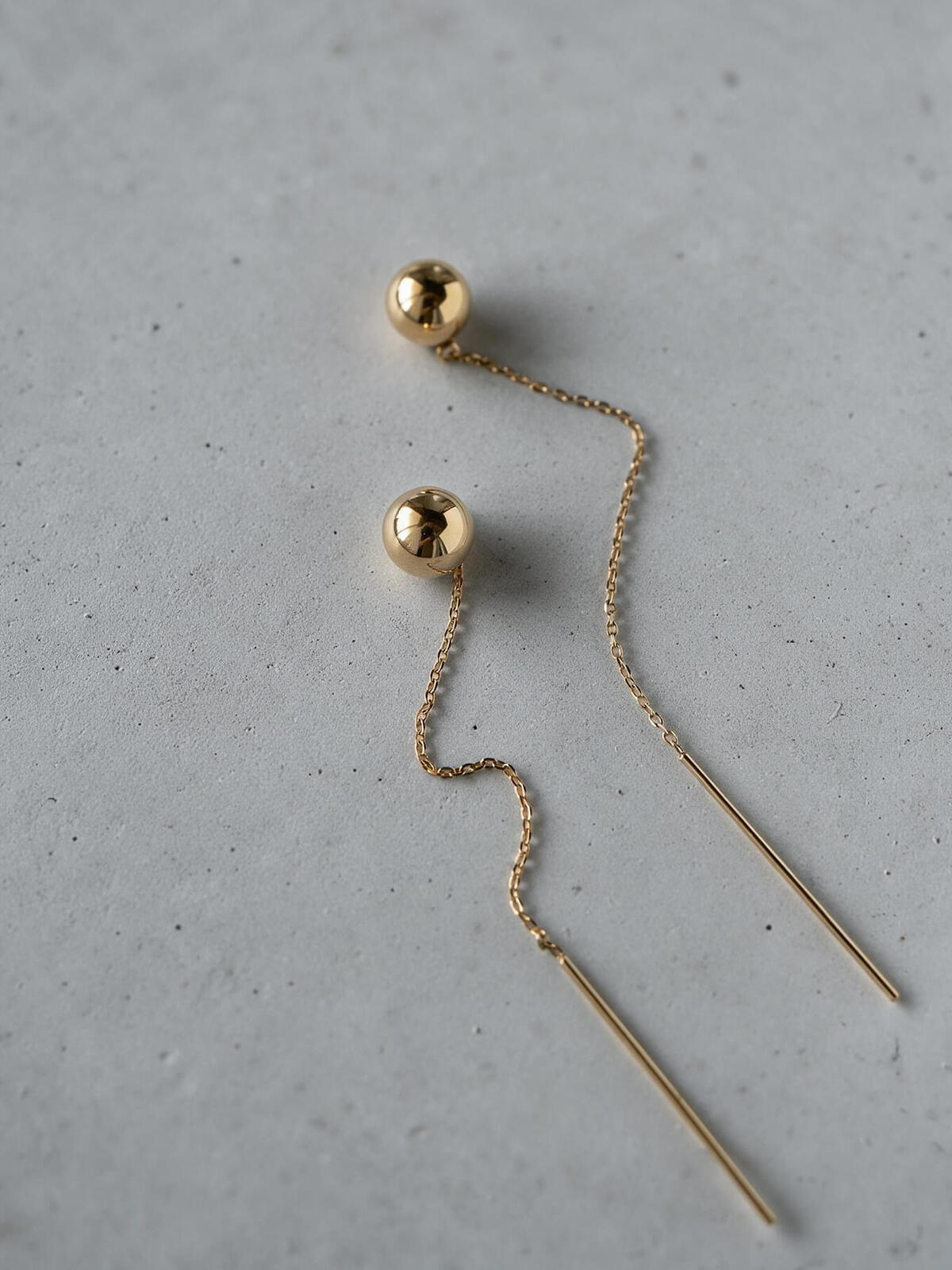 6.5cm Mirror Round Ball Long Chain Earrings PRENDOR-SHORT -プレ
