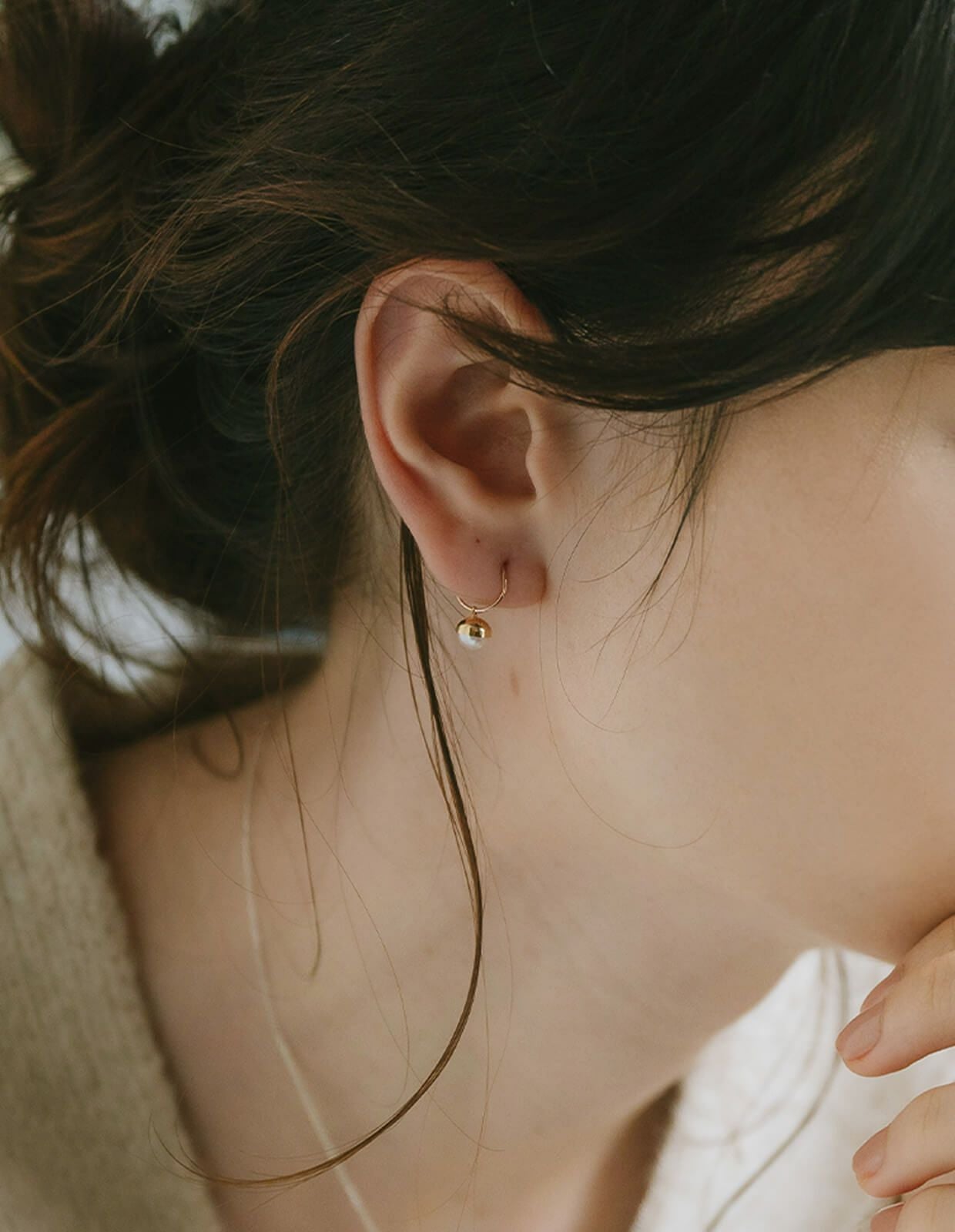 K18 Ping Gold Swirl Pearl Earrings SUZURAN -スズラン- | Ops