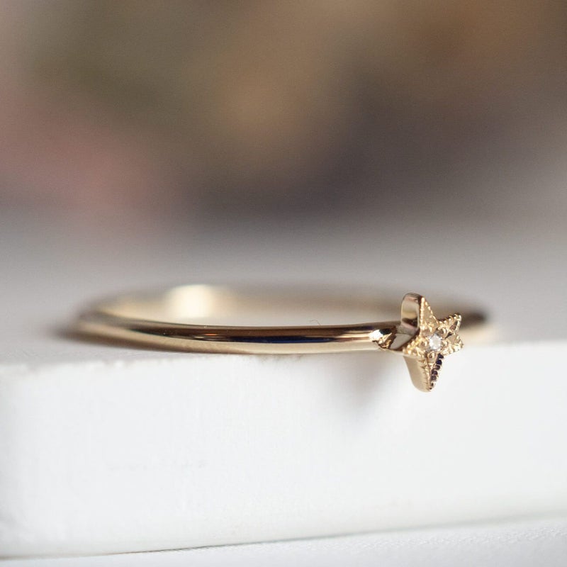 星 リボン 10K ゴールド リング 【forafora フォラフォラ】 ピンキーリング 10金 ダイヤモンド リング ゴールド アクセサリー ジュエリー ゴールドリング ダイヤ カジュアル フォーマル 指輪 重ね付け 小指 人差し指 指輪