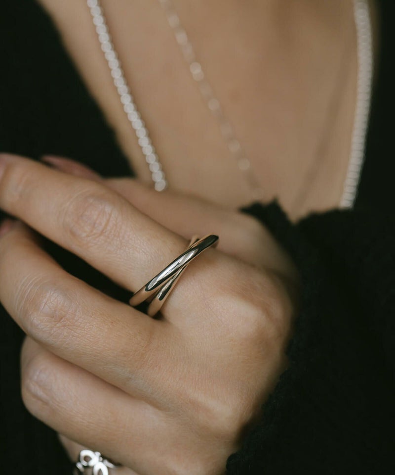 【雑誌掲載品】 2連 リング シルバー ゴールド リング 太め 【HELIX ヘリクス】 スパイラル レディース おしゃれ silver925 重ね付け 18k リング シルバー925 デザインリング カジュアル フォーマル 金属アレルギー 安心 中指 人差し指 指輪 大ぶり ワイド ジュエリー