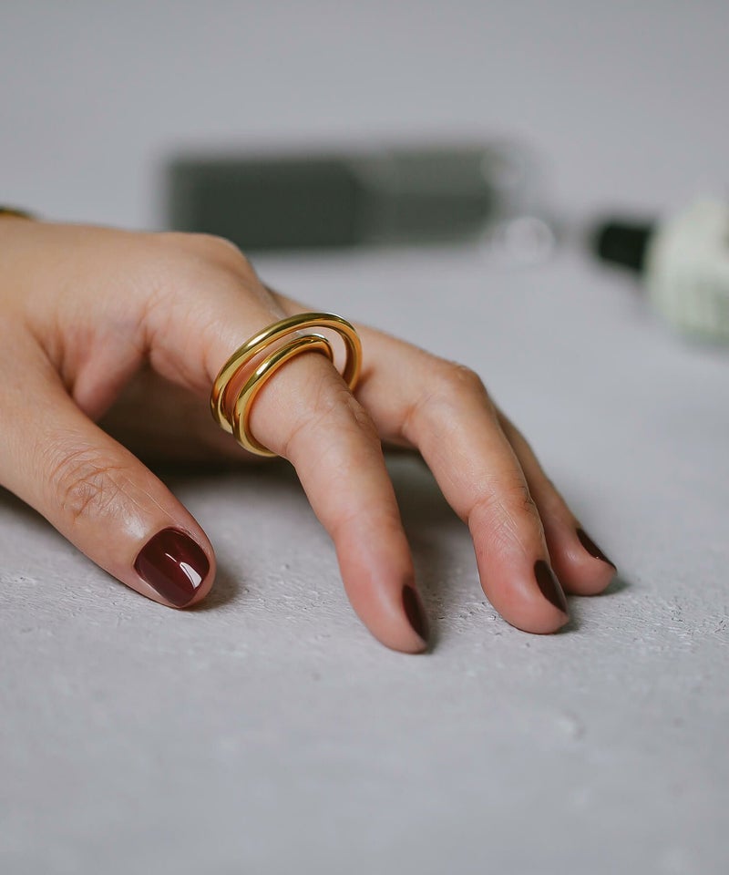 【雑誌掲載品】 2連 リング シルバー ゴールド リング 太め 【HELIX ヘリクス】 スパイラル レディース おしゃれ silver925 重ね付け 18k リング シルバー925 デザインリング カジュアル フォーマル 金属アレルギー 安心 中指 人差し指 指輪 大ぶり ワイド ジュエリー