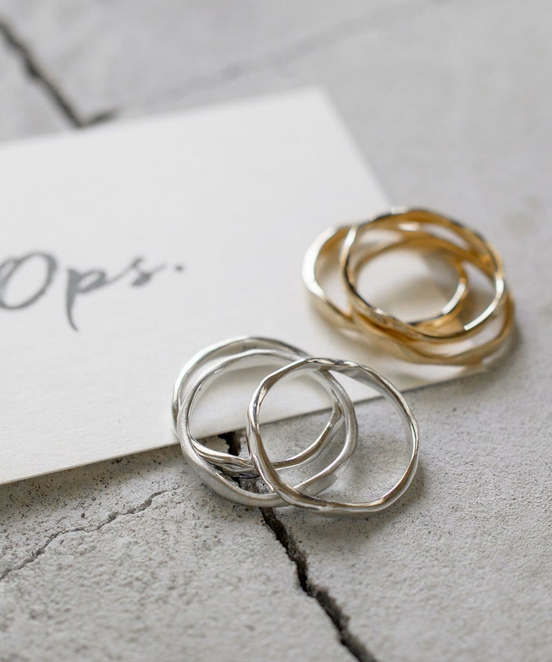 金属アレルギー 安心 3連 シルバー925 リング シンプル 【merv メルブ】 シルバー ゴールド リング シルバーリング ゴールドリング 太め レディース 親指 人差し指 指輪 おしゃれ 18金 k18 リング ゴールド 太め 指輪 ジュエリー アクセサリー ウェーブ 波 指輪 重ね付け