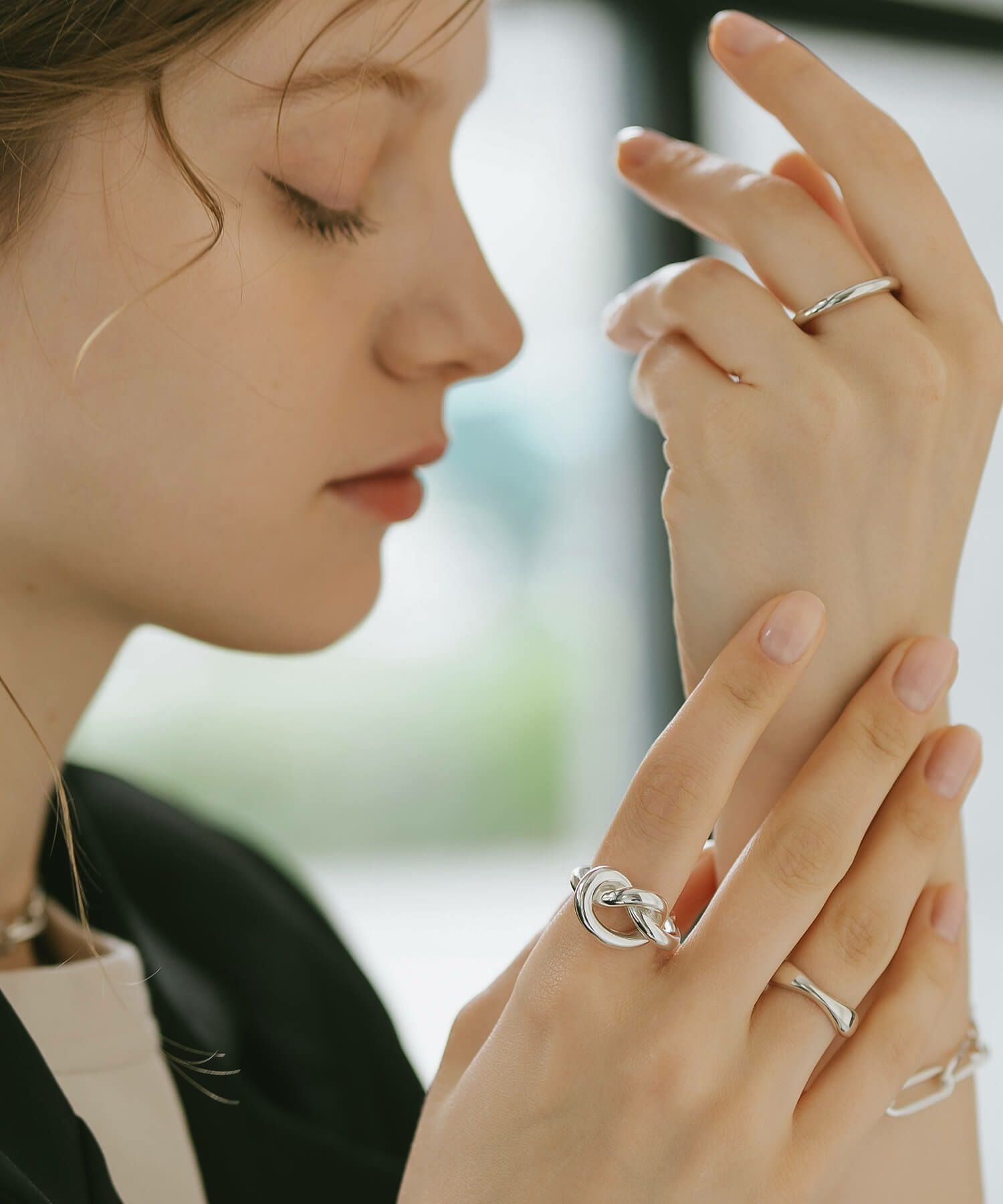シルバー925 レディース 太め 大ぶり リング Knot Ring OBLIGA-RING