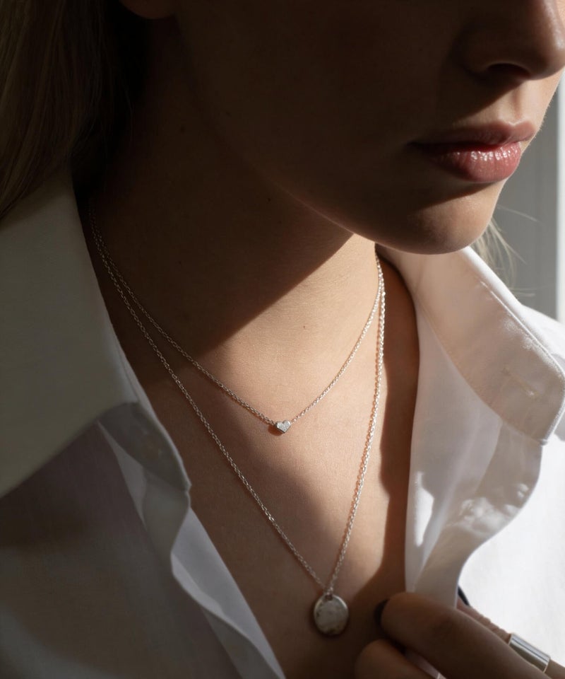 ネックレス レディース シンプル シルバー925 18K仕上げ 【itiy イティ】 ハート クロス 丸 サークル 小粒モチーフ 小豆チェーン 長さ38cm 40cm 大人 可愛い おしゃれ