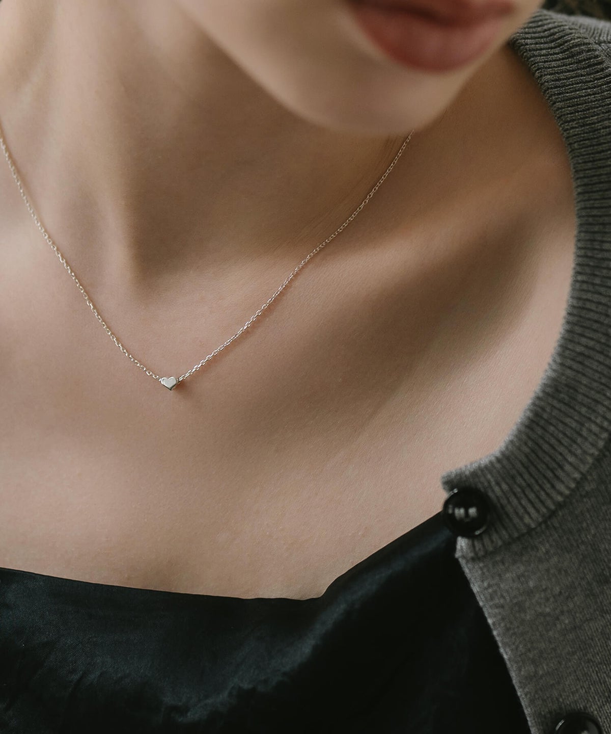 ネックレス レディース シンプル シルバー925 18K仕上げ 【itiy イティ】 ハート クロス 丸 サークル 小粒モチーフ 小豆チェーン 長さ38cm 40cm 大人 可愛い おしゃれ