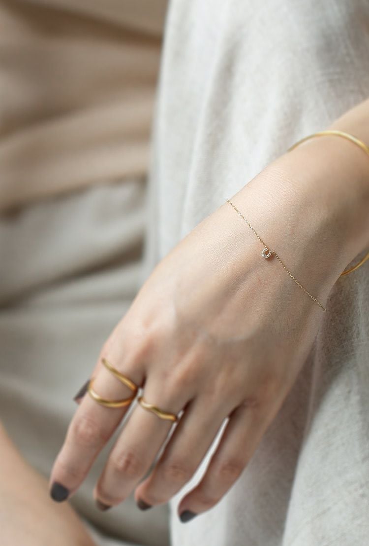 Tiny Diamond Motif Gold Bracelet MELE BR K18 -メレブレスレットK18