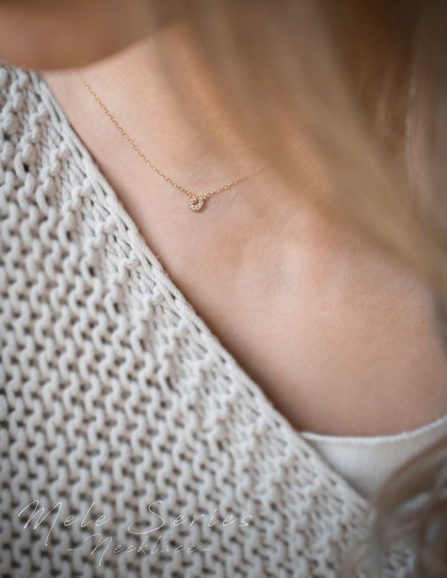 Tiny Diamond Motif Gold Necklace MELE NK -メレネックレス- | Ops