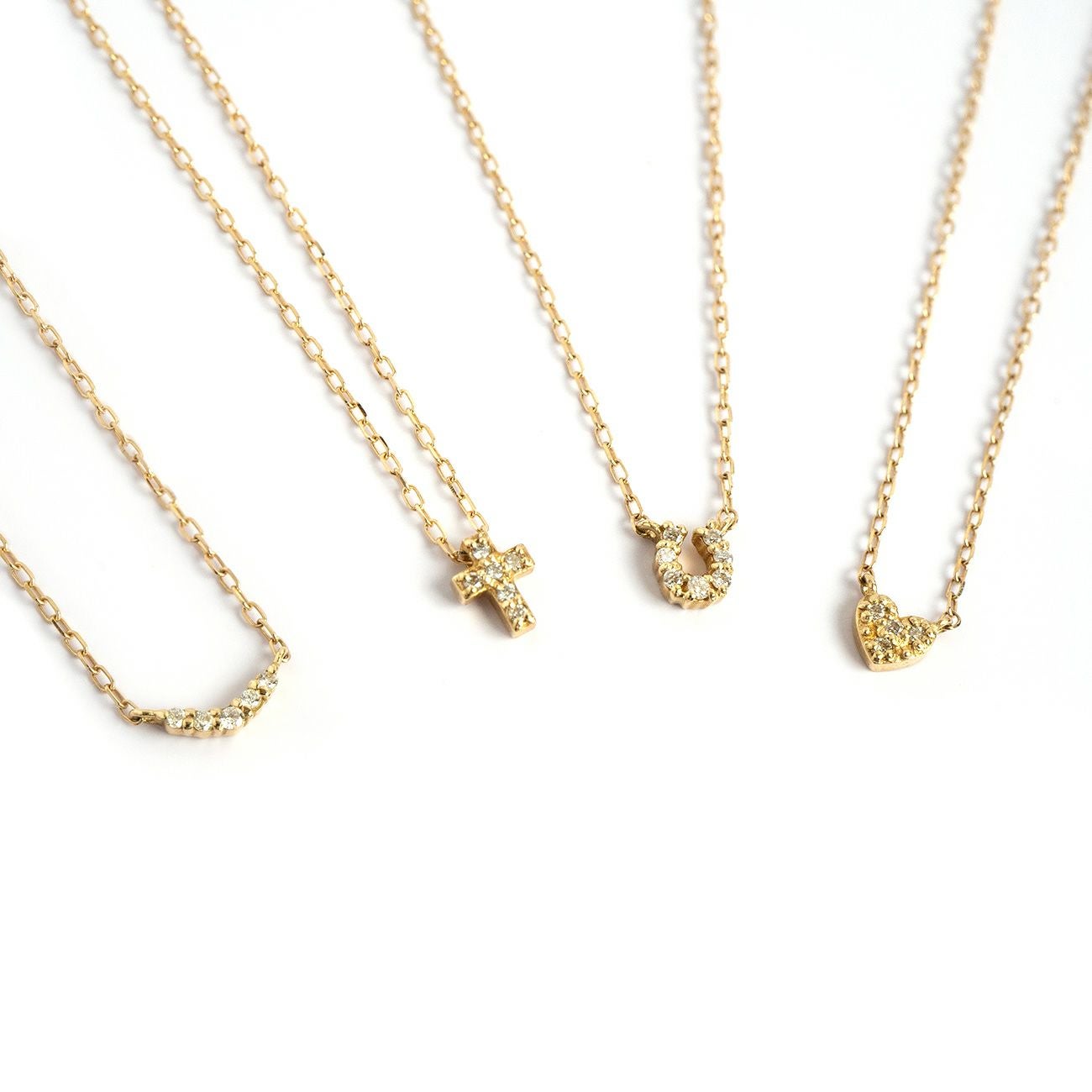 Tiny Diamond Motif Gold Necklace MELE NK -メレネックレス- | Ops