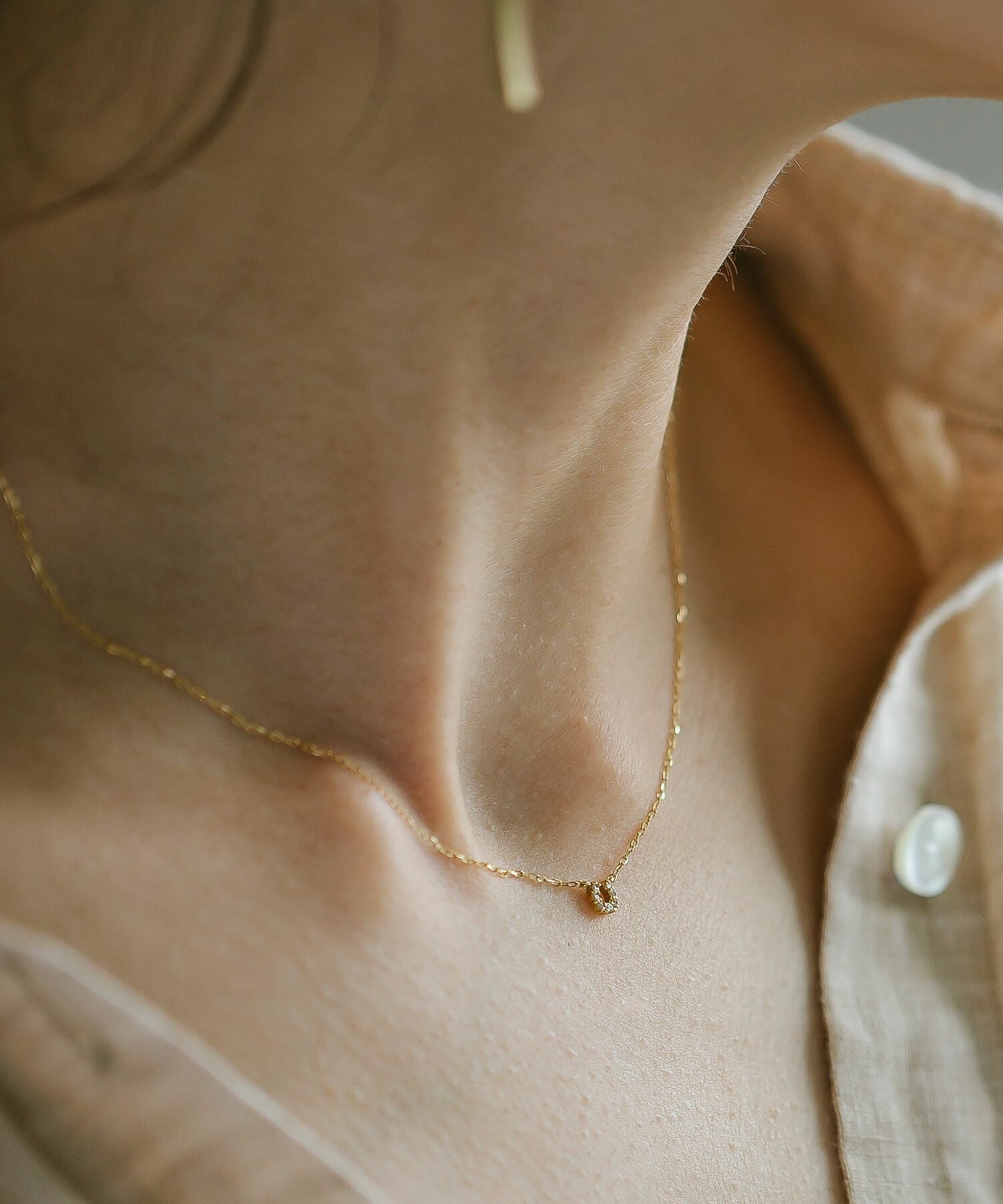 Tiny Diamond Motif Gold Necklace MELE NK -メレネックレス- | Ops
