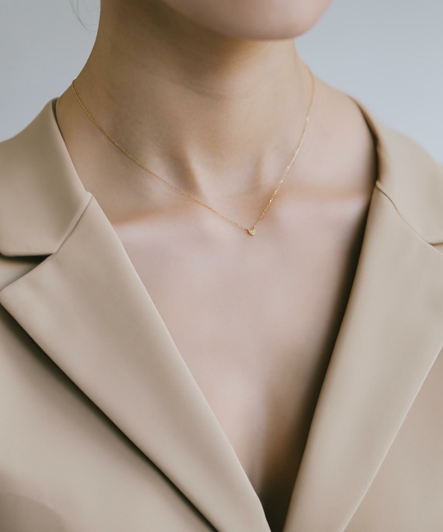 Tiny Diamond Motif Gold Necklace MELE NK -メレネックレス- | Ops