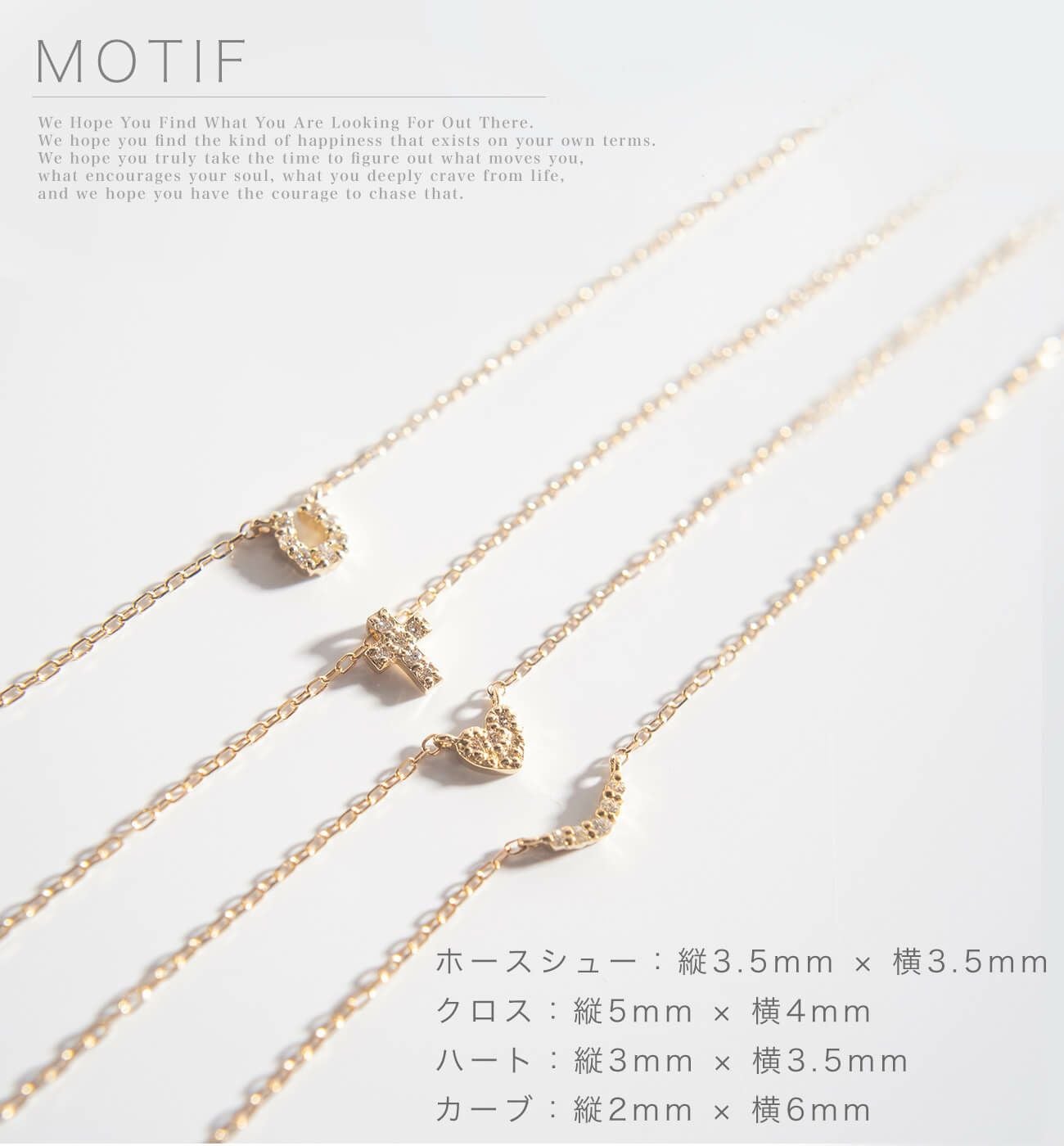 Tiny Diamond Motif Gold Necklace MELE NK K10 -メレネックレスK10
