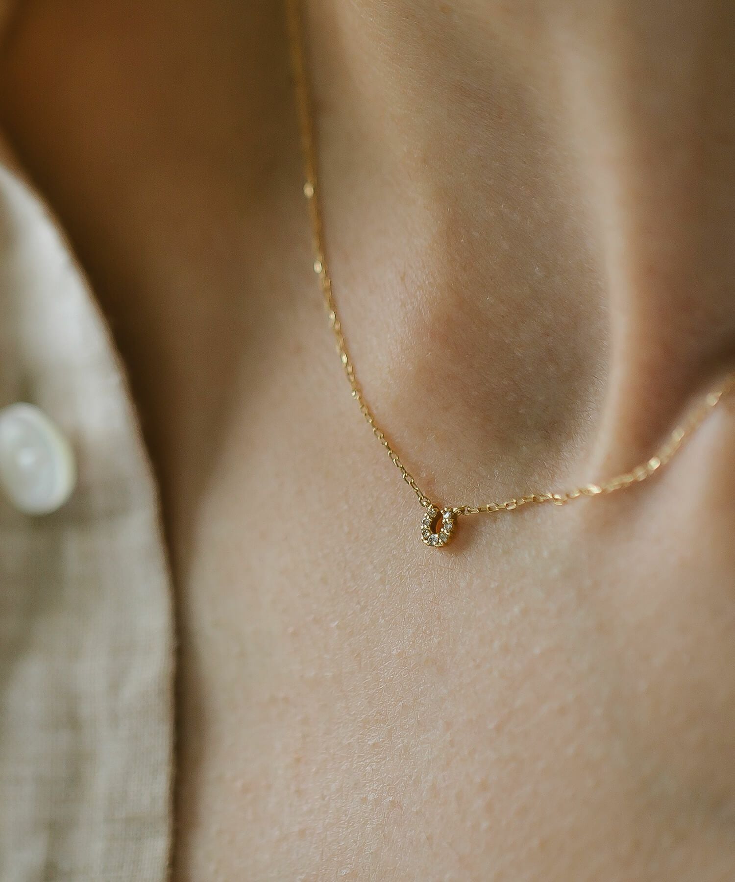 Tiny Diamond Motif Gold Necklace MELE NK K10 -メレネックレスK10