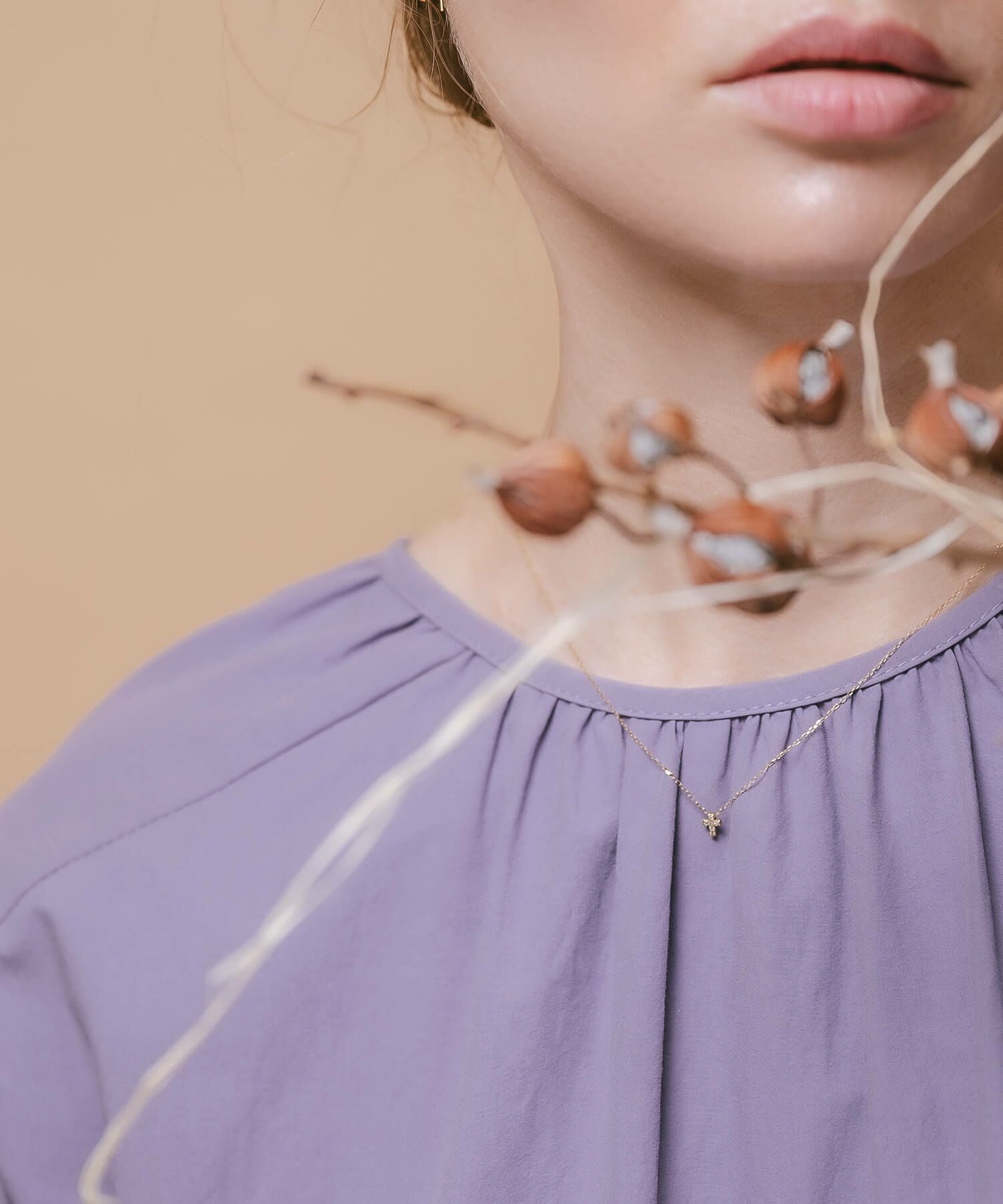 Tiny Diamond Motif Gold Necklace MELE NK K10 -メレネックレスK10