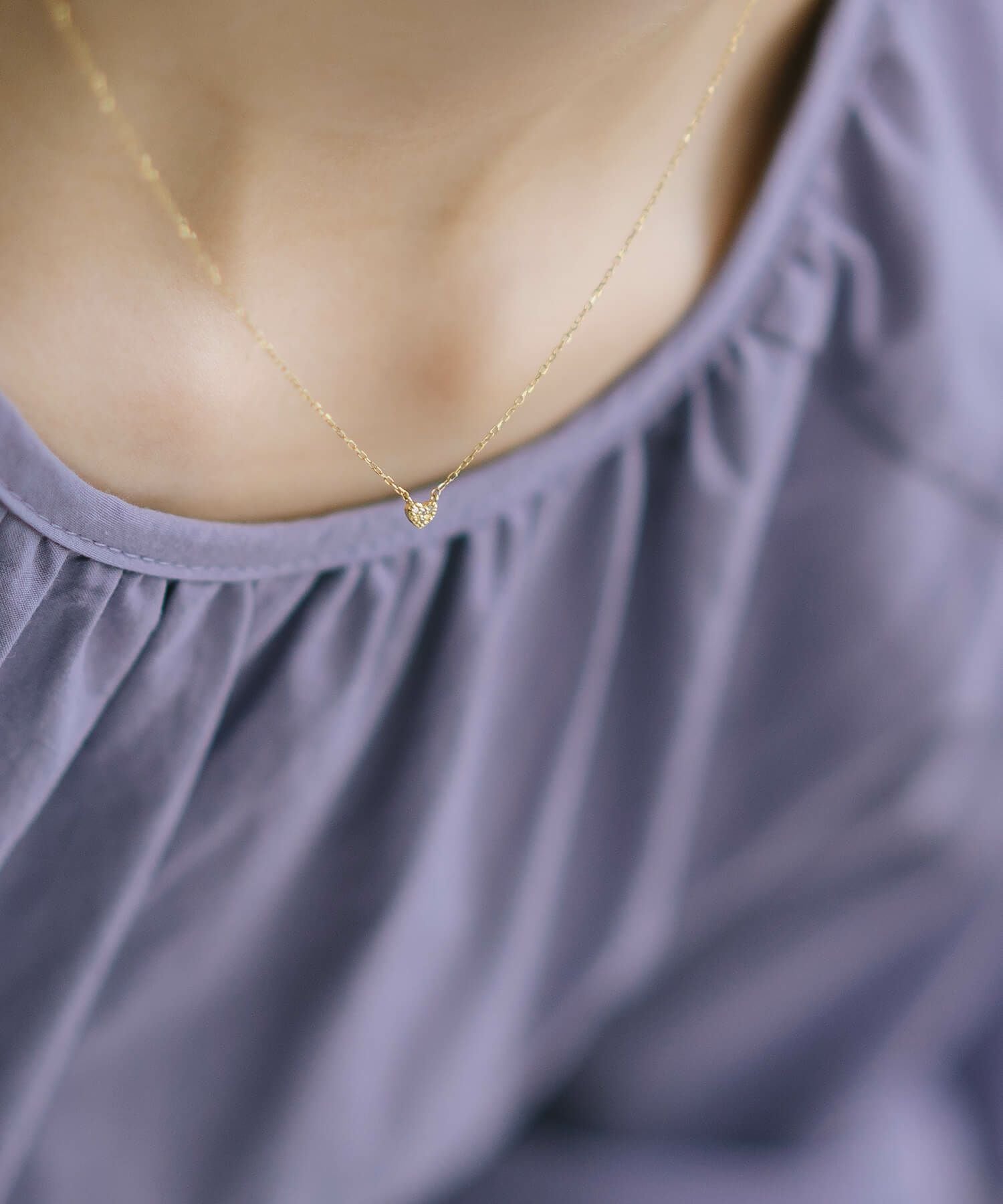 Tiny Diamond Motif Gold Necklace MELE NK K10 -メレネックレスK10