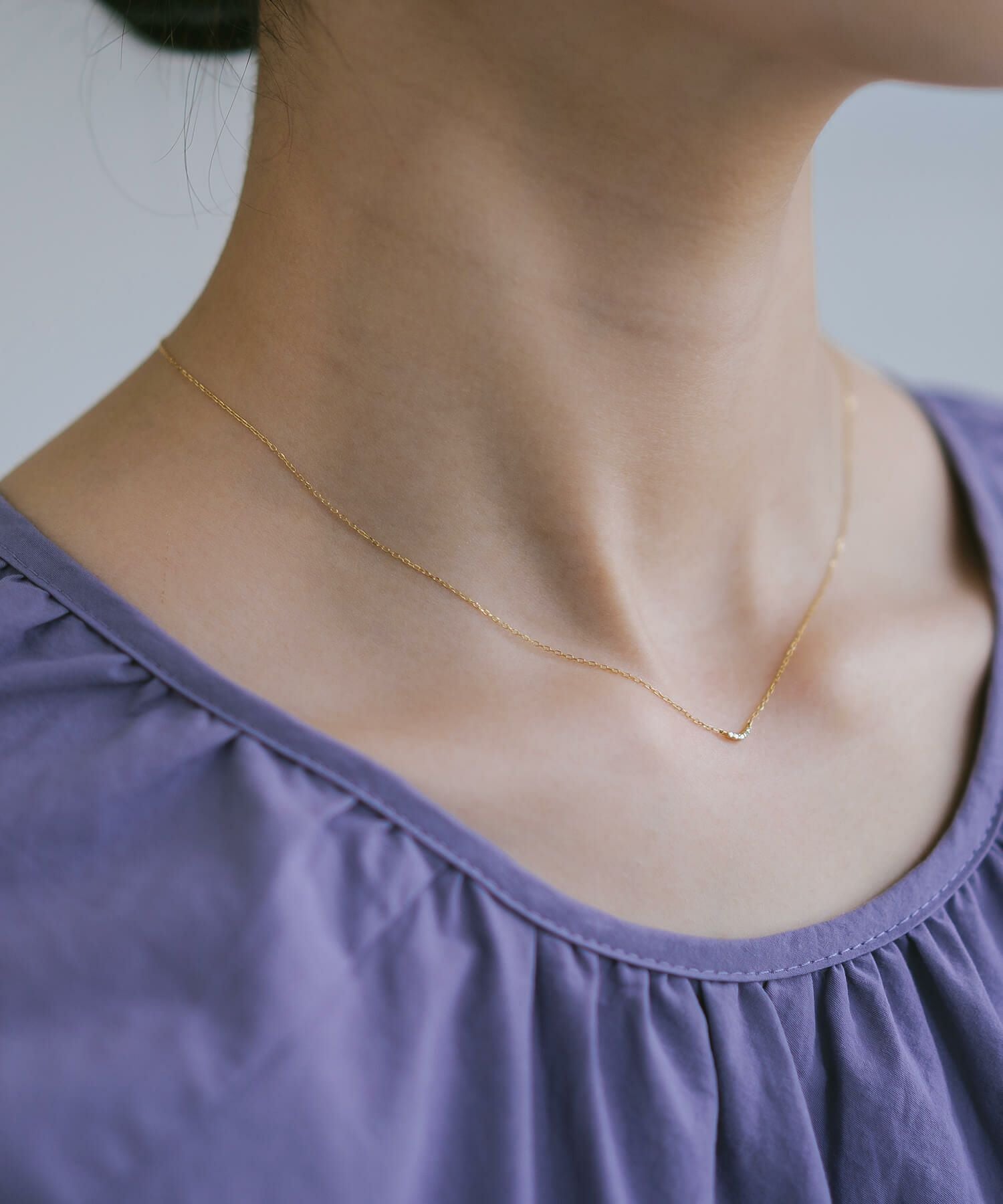 Tiny Diamond Motif Gold Necklace MELE NK K10 -メレネックレスK10