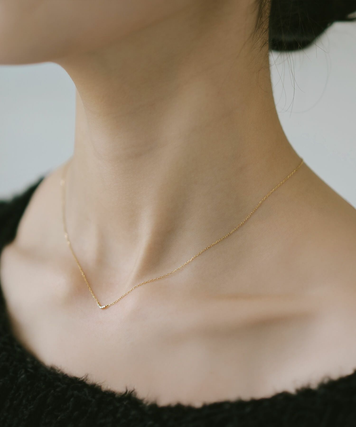 Tiny Diamond Motif Gold Necklace MELE NK K10 -メレネックレスK10 Tiny Diamond Motif Gold Necklace MELE NK K10 -メレネックレスK10