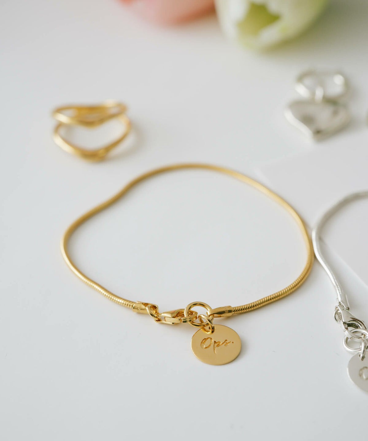 ゴールド スネークチェーン 細め ブレスレット 女性 レディース シルバー925