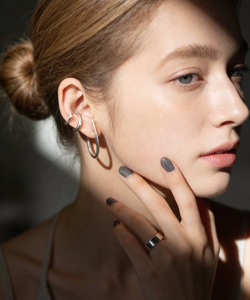 イヤーカフ 大ぶり レディース シンプル シルバー925 イヤカフ イヤーカフス ノンホールピアス ピアリング 大ぶり 【RHENE レーネ】 18k ゴールド仕上げ イヤリング Silver925 金属アレルギー対応 片耳用 フック ピアス カジュアル フォーマル おしゃれ