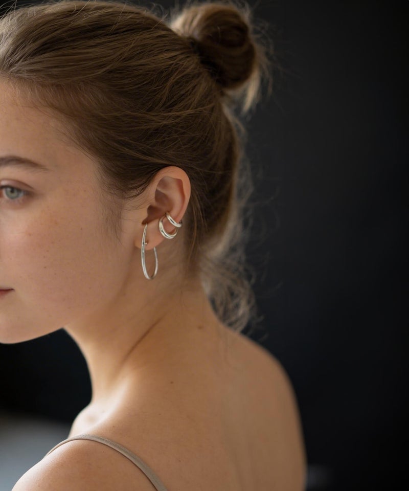 イヤーカフ 大ぶり レディース シンプル シルバー925 イヤカフ イヤーカフス ノンホールピアス ピアリング 大ぶり 【RHENE レーネ】 18k ゴールド仕上げ イヤリング Silver925 金属アレルギー対応 片耳用 フック ピアス カジュアル フォーマル おしゃれ