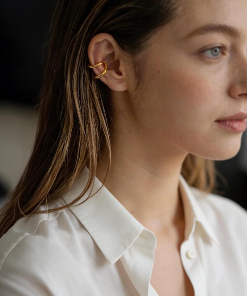 イヤーカフ 大ぶり レディース シンプル シルバー925 イヤカフ イヤーカフス ノンホールピアス ピアリング 大ぶり 【RHENE レーネ】 18k ゴールド仕上げ イヤリング Silver925 金属アレルギー対応 片耳用 フック ピアス カジュアル フォーマル おしゃれ