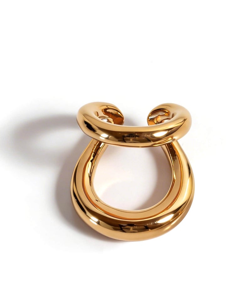 イヤーカフ 大ぶり レディース シンプル シルバー925 イヤカフ イヤーカフス ノンホールピアス ピアリング 大ぶり 【RHENE レーネ】 18k ゴールド仕上げ イヤリング Silver925 金属アレルギー対応 片耳用 フック ピアス カジュアル フォーマル おしゃれ